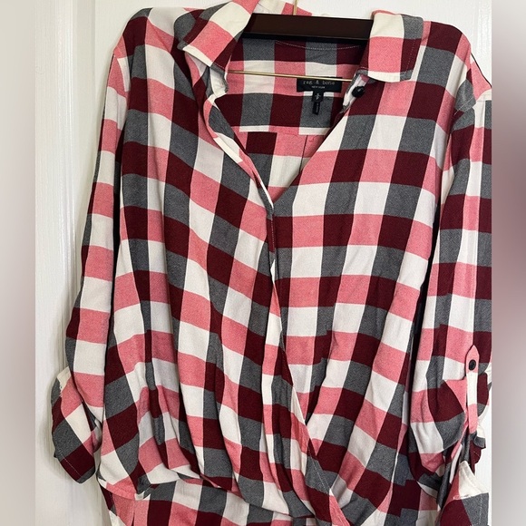 Rag and Bone Victor Draped Buffalo plaid blouse small - Picture 6 of 6